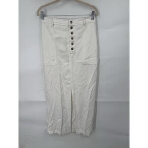 Young Fabulous & Broke Button Front Midi Skirt Women M Ivory Beach Preppy Grunge